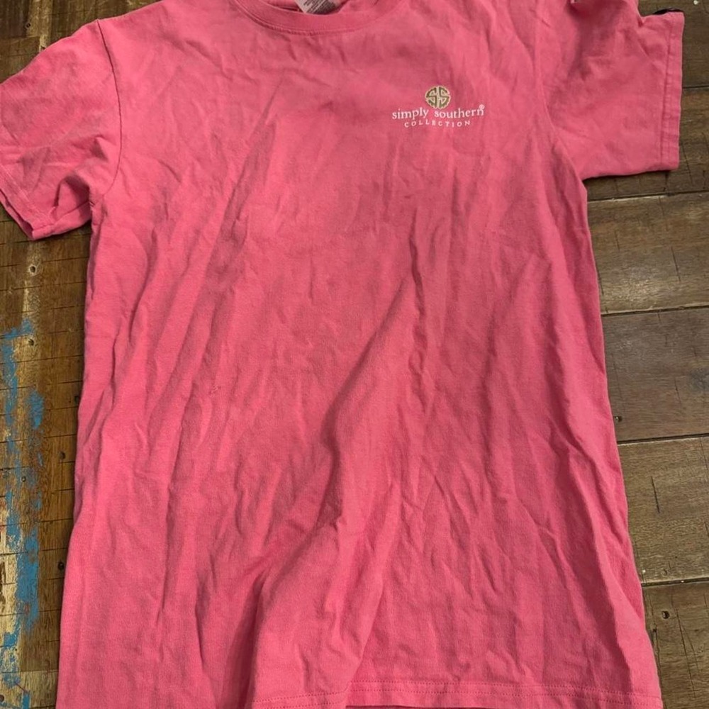 Simply Southern Teachers Shape The World Pink Graphic T-Shirt Small